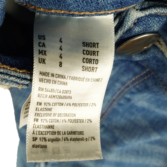 AEO EUC Womens 4 Short Super Stretch Hi-Rise Faded & Destroyed Jeggings - Picture 5 of 6